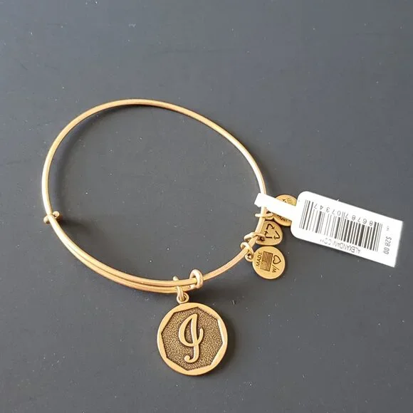 New Alex and Ani G Initial Letter Gold Charm Bracelet Adjustable Bangle 658 - Picture 3 of 3